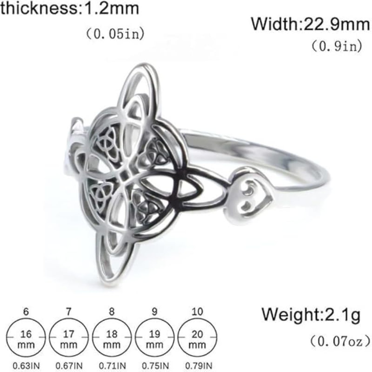 Stainless Steel Witches Knot Ring for Women Heart Shaped Witchcraft Knot Ring…