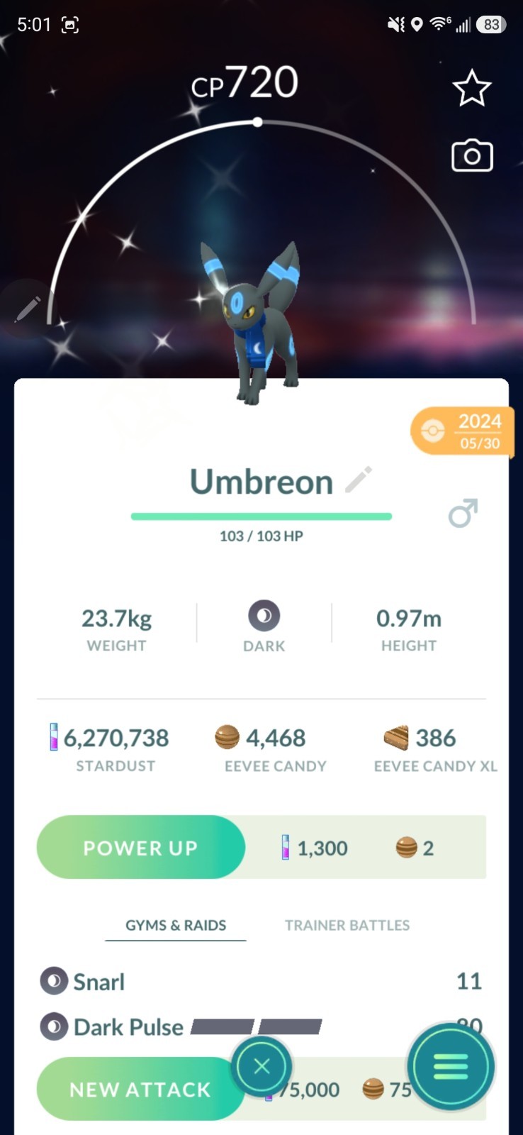 SHINY ✨ UMBREON w/MOON SCARF – GO FEST!!! ✨ – Pokémon GO!!! – 2024