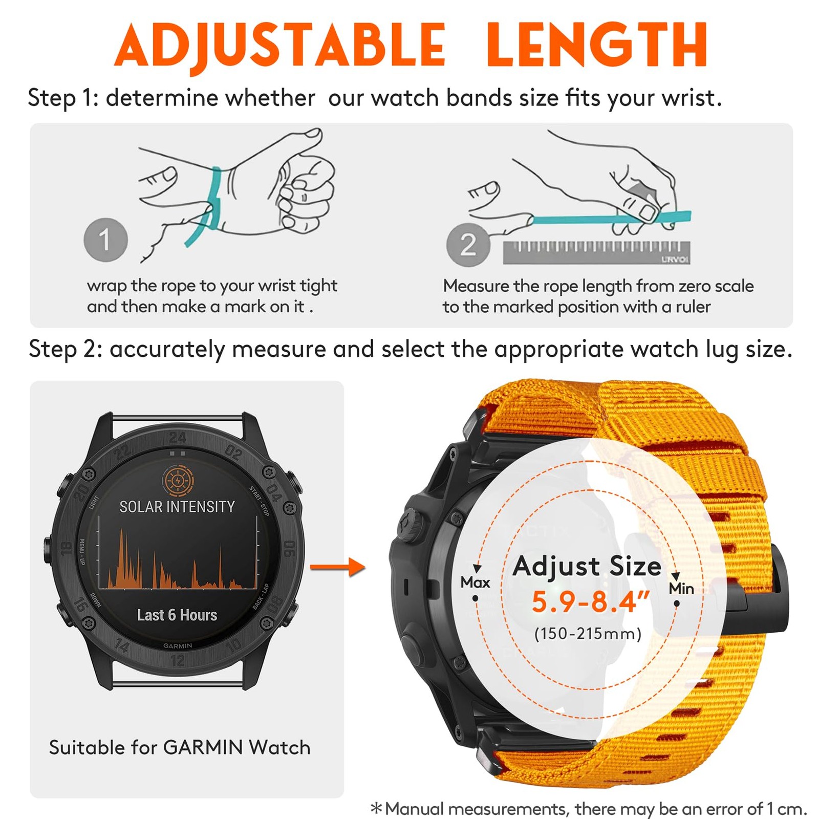HEMSUT Sport Military Watch Band Compatible with Garmin Fenix 8 51mm/5X Plus/Fen