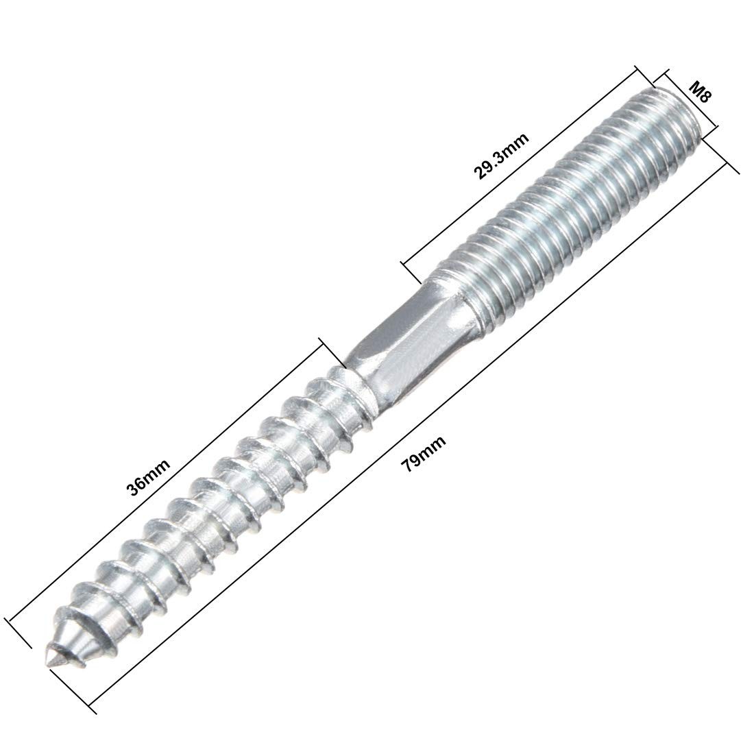uxcell M8 Hanger Bolts Length 3-1/8″(79mm) Double Headed M8x79mm