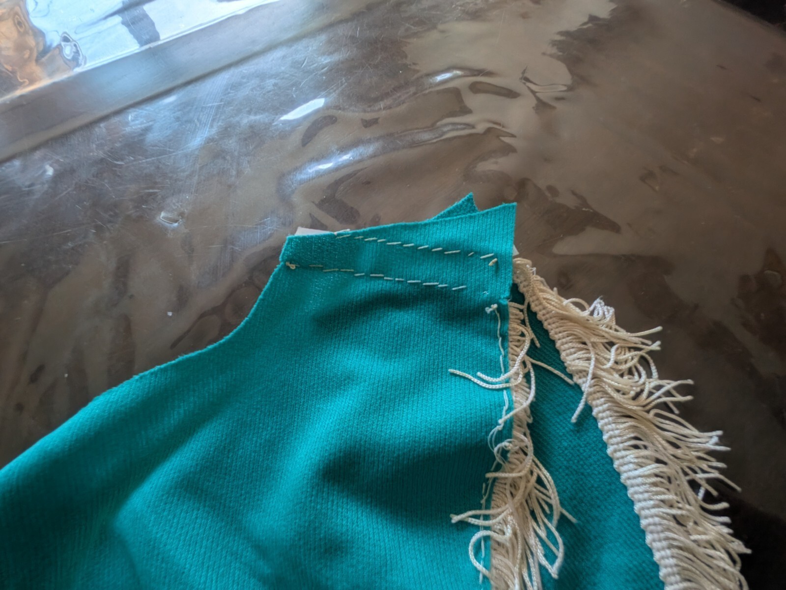 Vintage Costume Handmade Cowgirl Sexy 2 Piece Fringe Turquoise Green