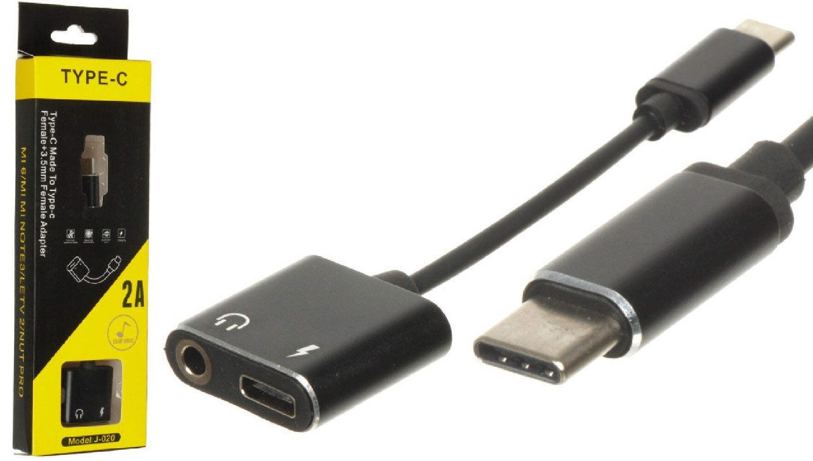 2-in-1 USB3.1 Type C to 1x Audio 3.5mm + 1x USB3.1 Type C Adapter – 1M/2F – Blac