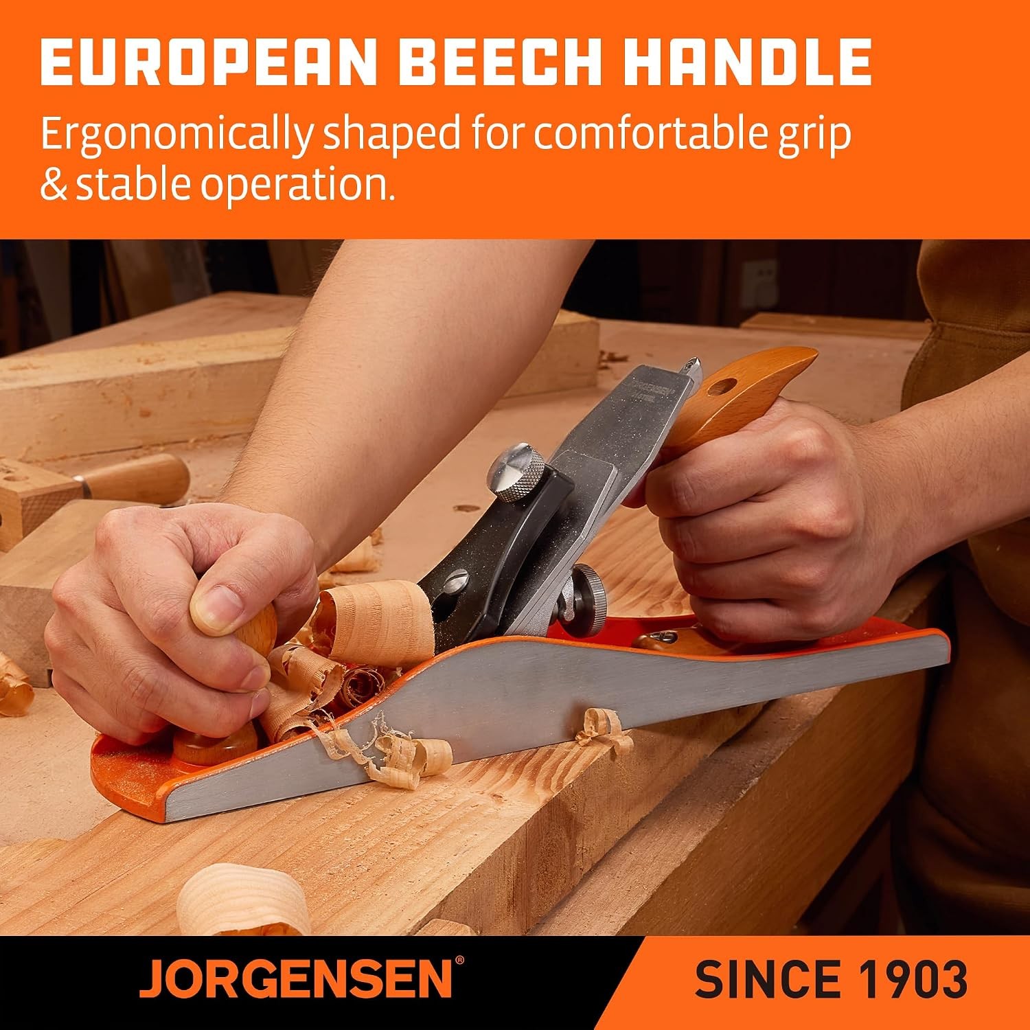 JORGENSEN No.5 Wood Planer, Hand Planer for Woodworking, Jack Plane for Flatte