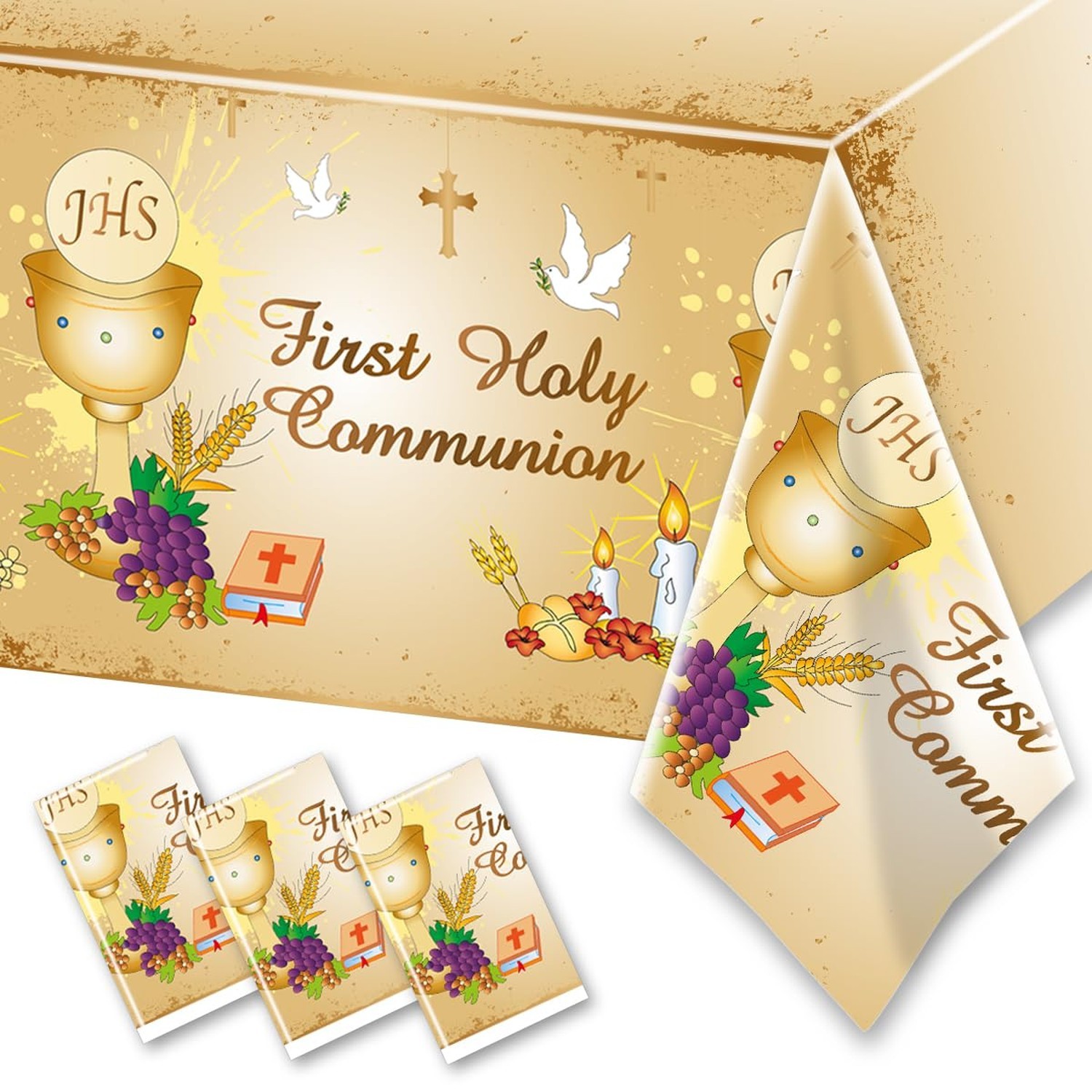 First Communion Table Cloth-3Pcs Mi Primera Comunion Rectangle Plastic Table …
