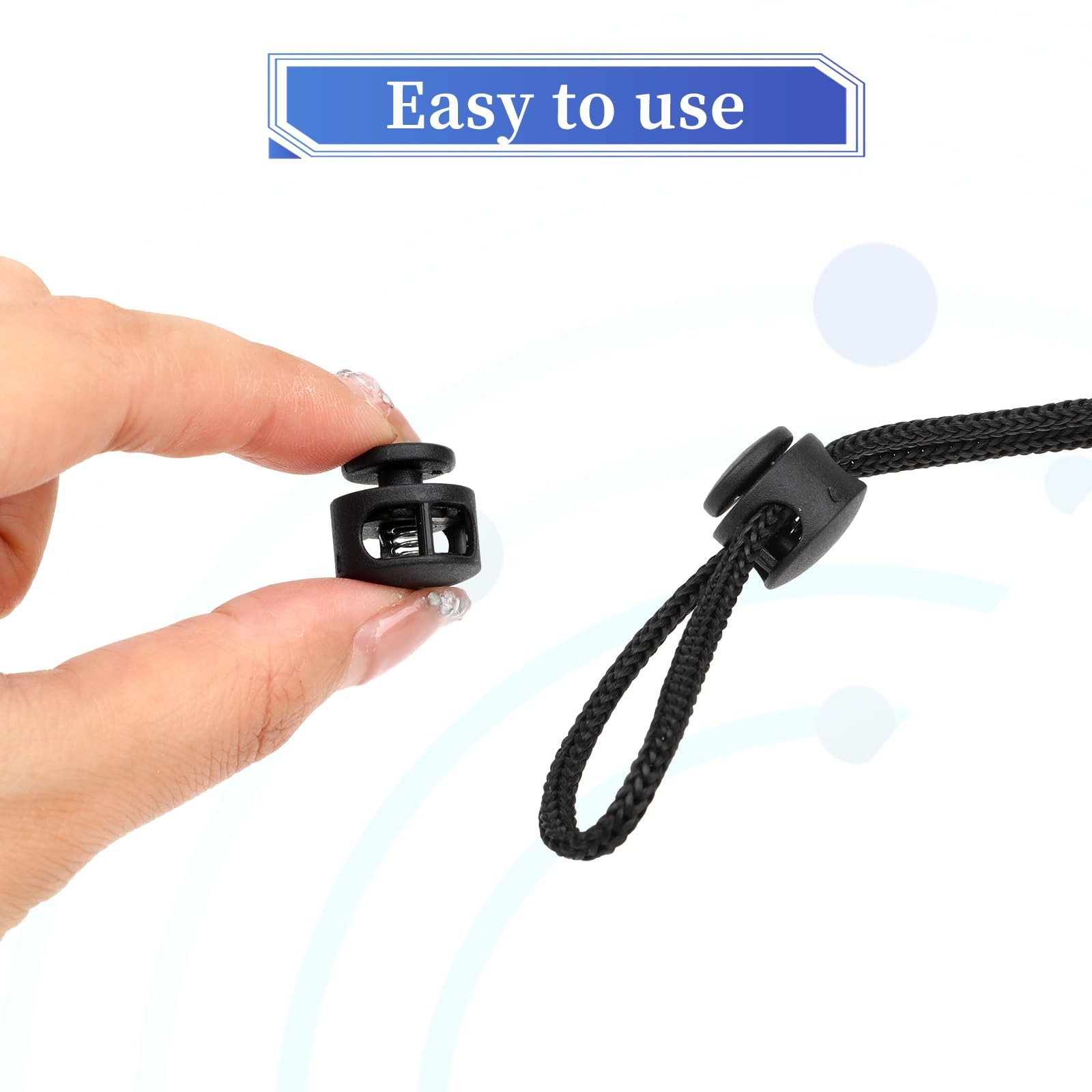 Giantree 24 Pack Spring Cord Lock, Double 1.65 x 1.65cm/0.65 x 0.65in, Black