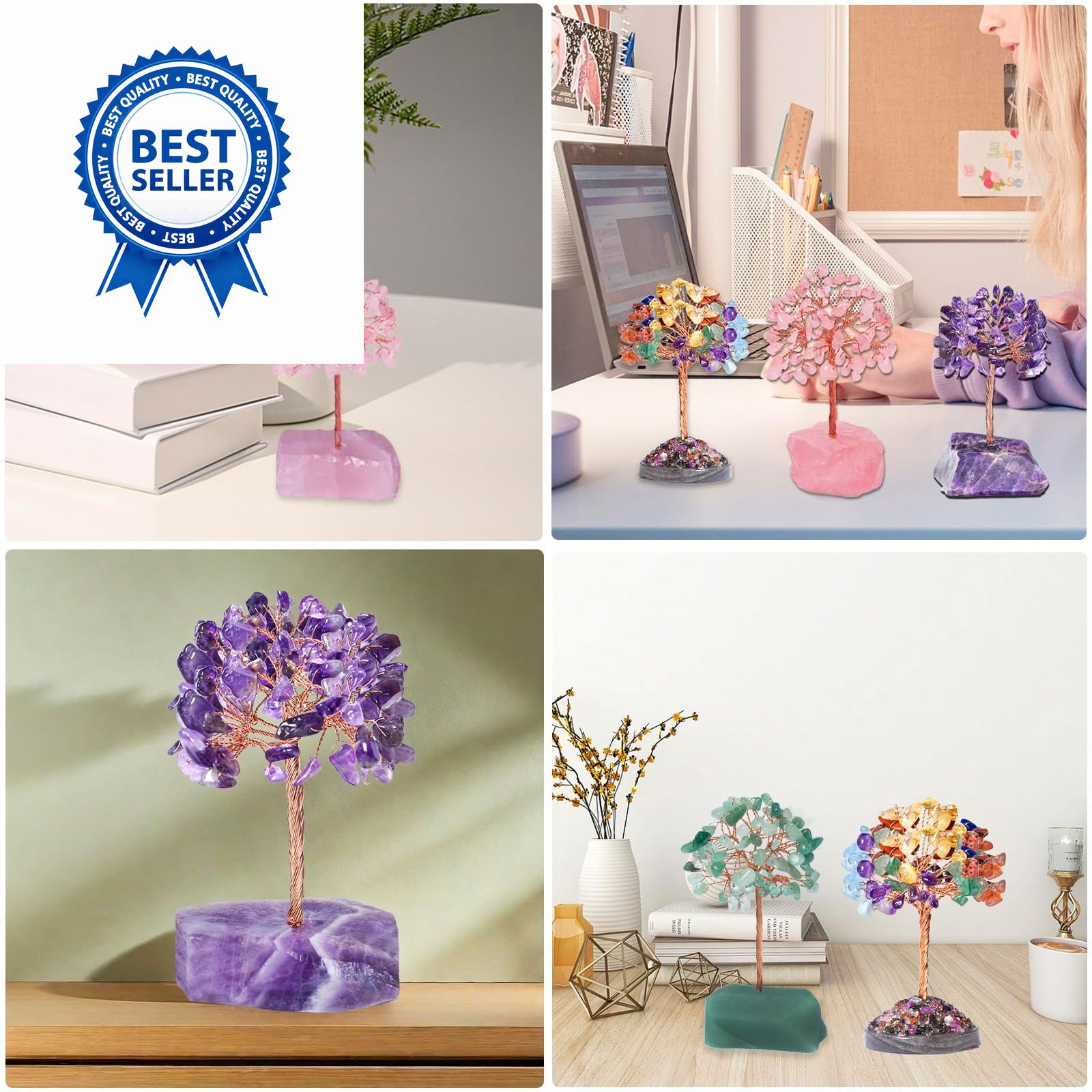 QLRSUXN Height: 5 inches, Base: 2.5 x Amethyst Crystal Tree-02