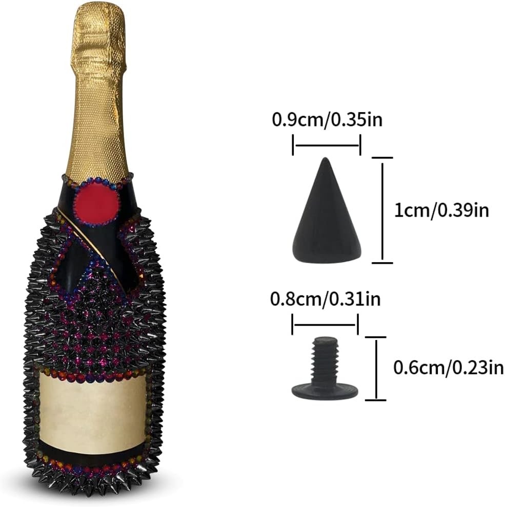 zhuohai 100 Pairs Cone Spikes Screwback Studs, Black Studs and