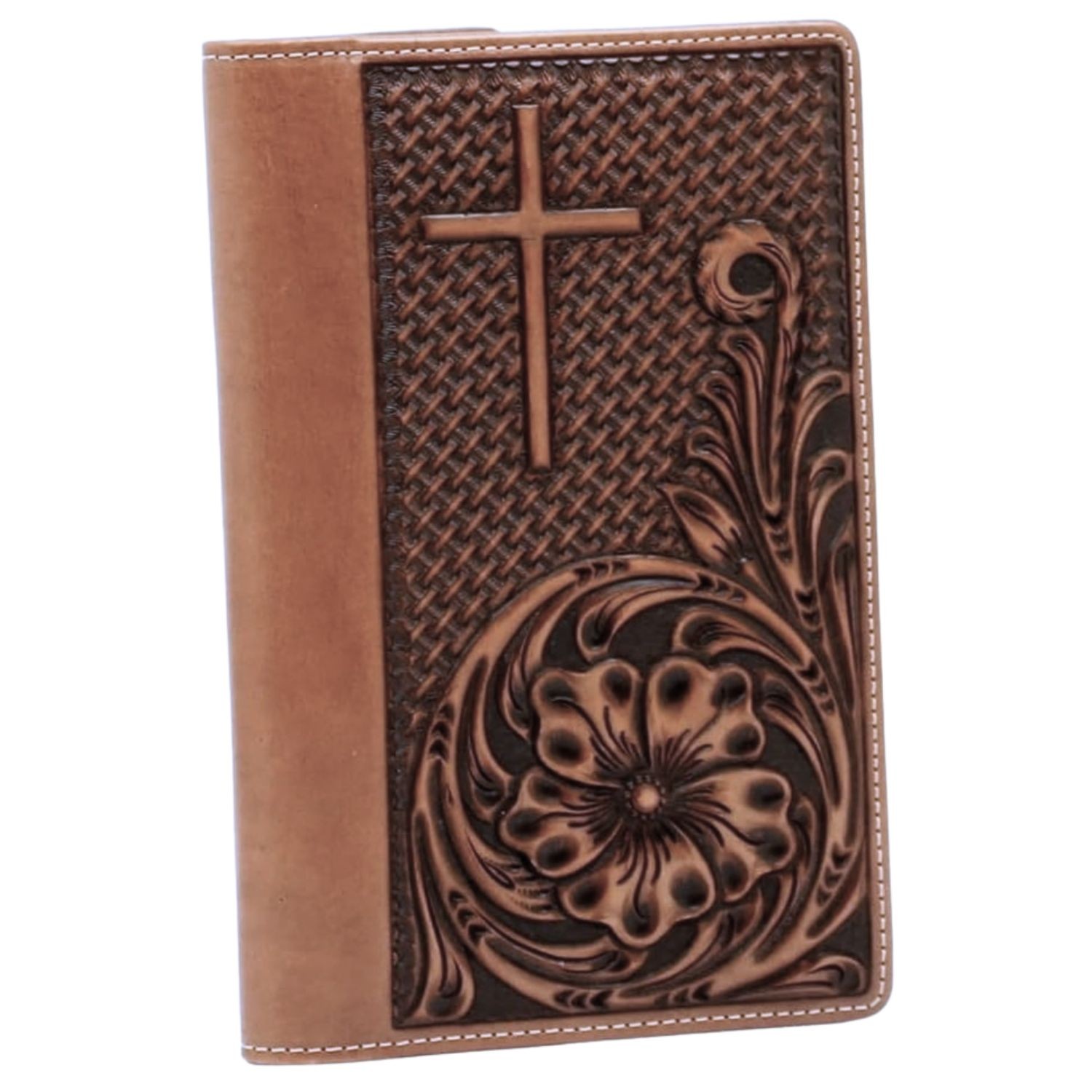 Nocona Embossed Floral Tooled Cross Cowboy Travel Bible