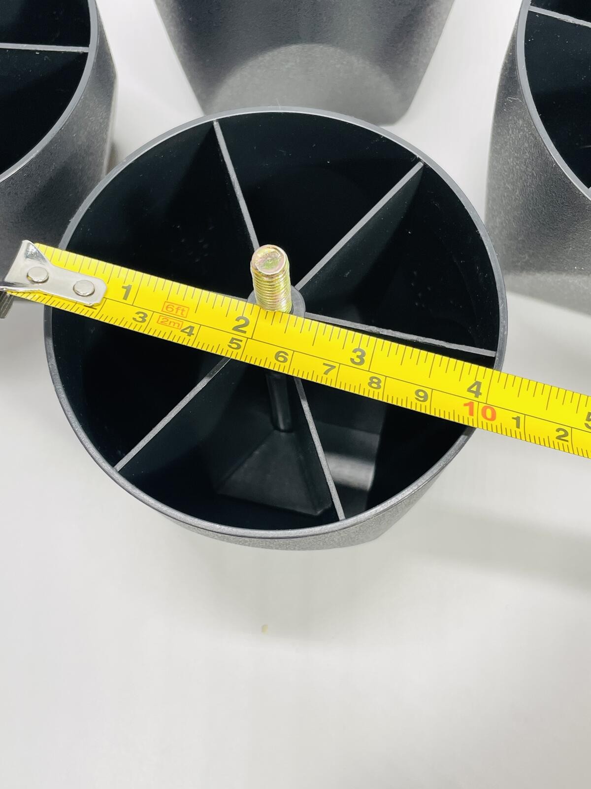 Set of 4 Black Plastic Furniture Feet with Metal Threaded Bolts 3.5″ tall