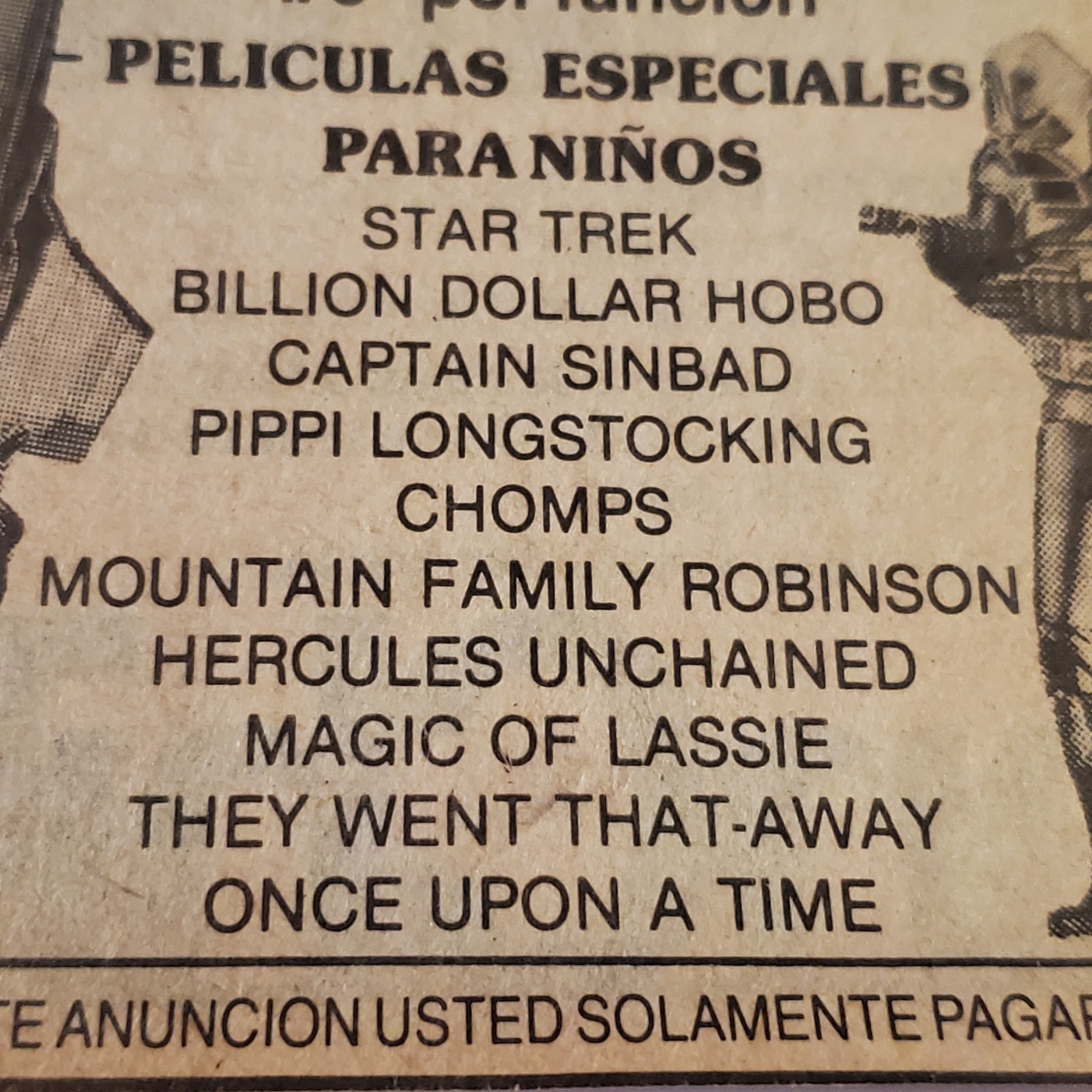 Vintage 10 SHOWS POR 2.50 Movie Advertisement Peliculas Para Niños Star Trek AD