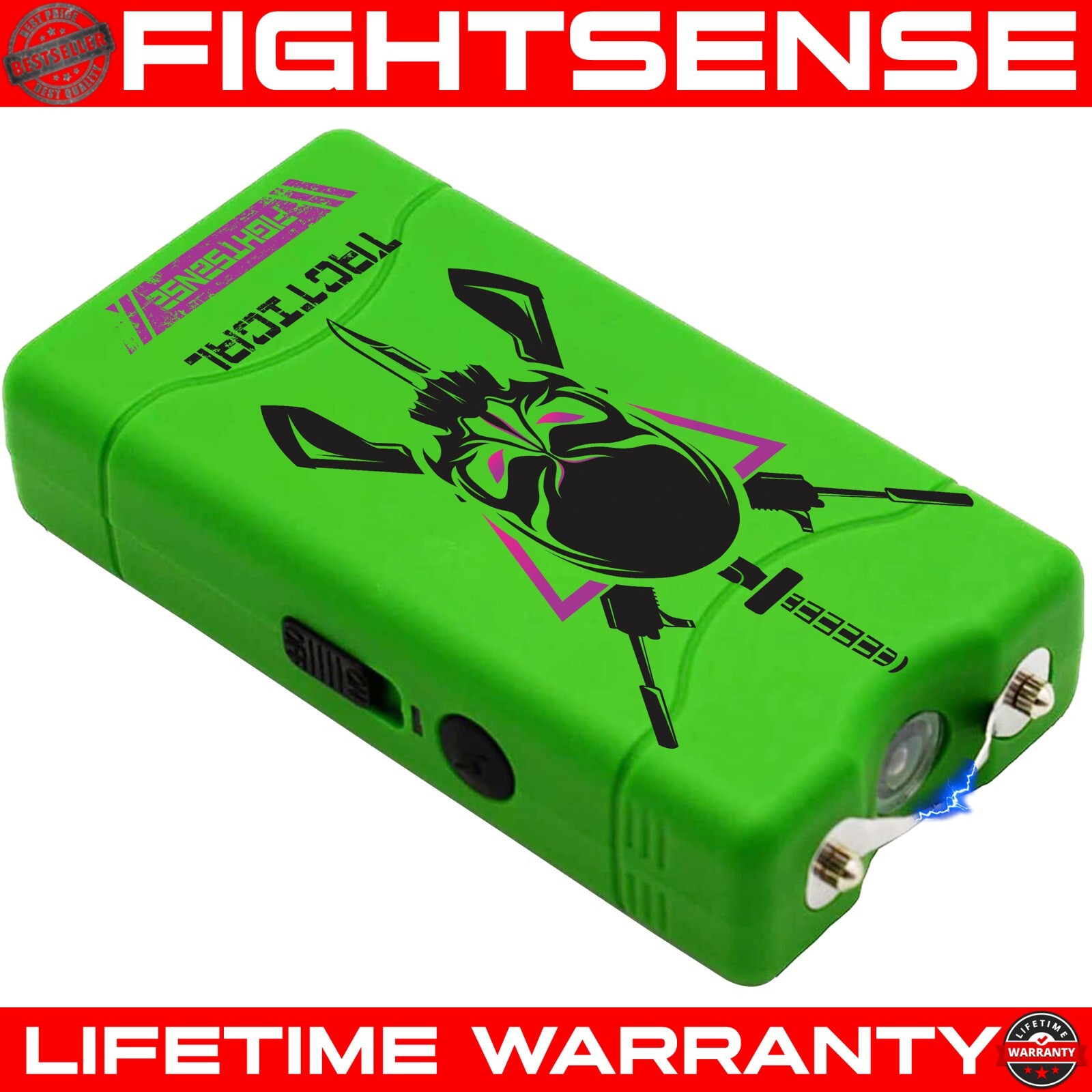 Mini Rechargeable Stun Gun 10 Mil Volts With Led Light Extremely Powerful Green