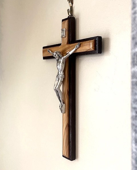 Olivewood With Dark Wood Quality Wall Crucifix 10 Inch 25.5cm Made In Italy