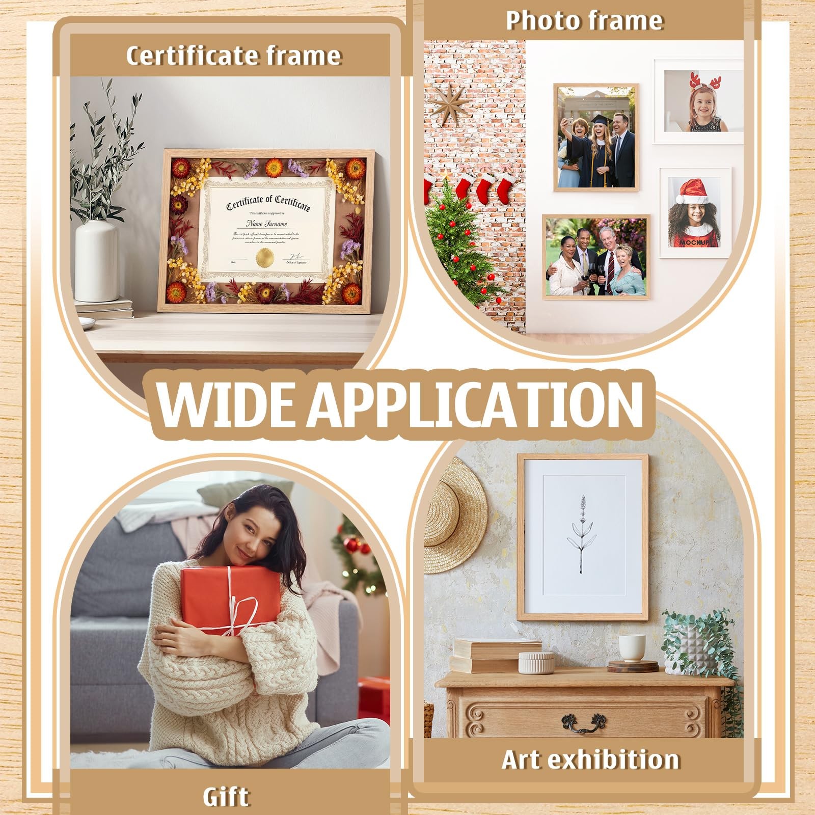 15 x 11 Inch Certificate Frame with Pressed Flowers Self-adhesive Wood DIY Diplo