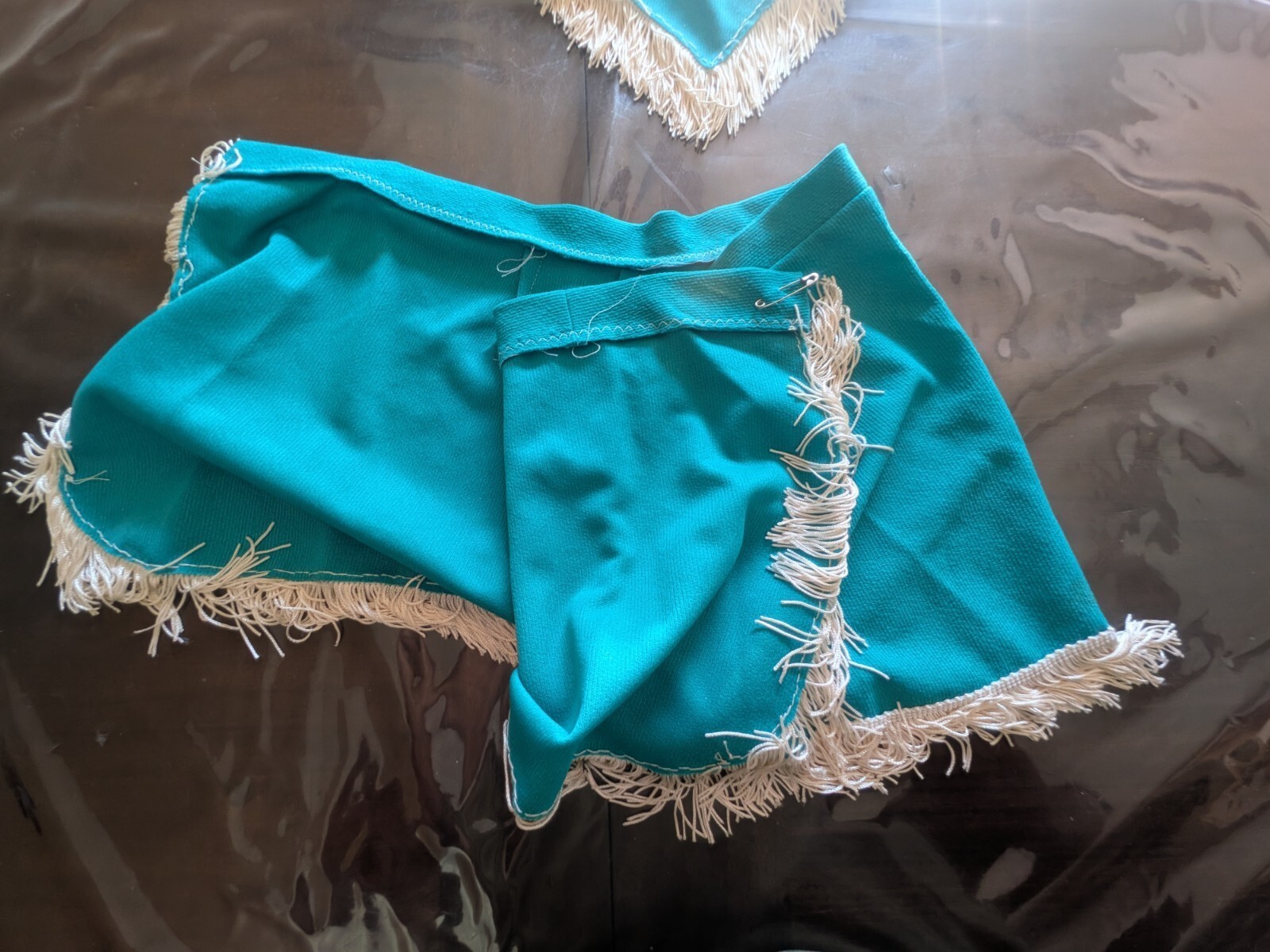Vintage Costume Handmade Cowgirl Sexy 2 Piece Fringe Turquoise Green