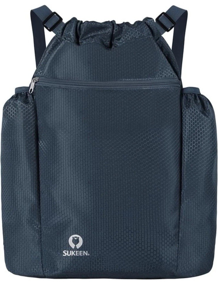 Sukeen Drawstring Backpack Swim Bag Lightweight for Beach Pickleball Black New