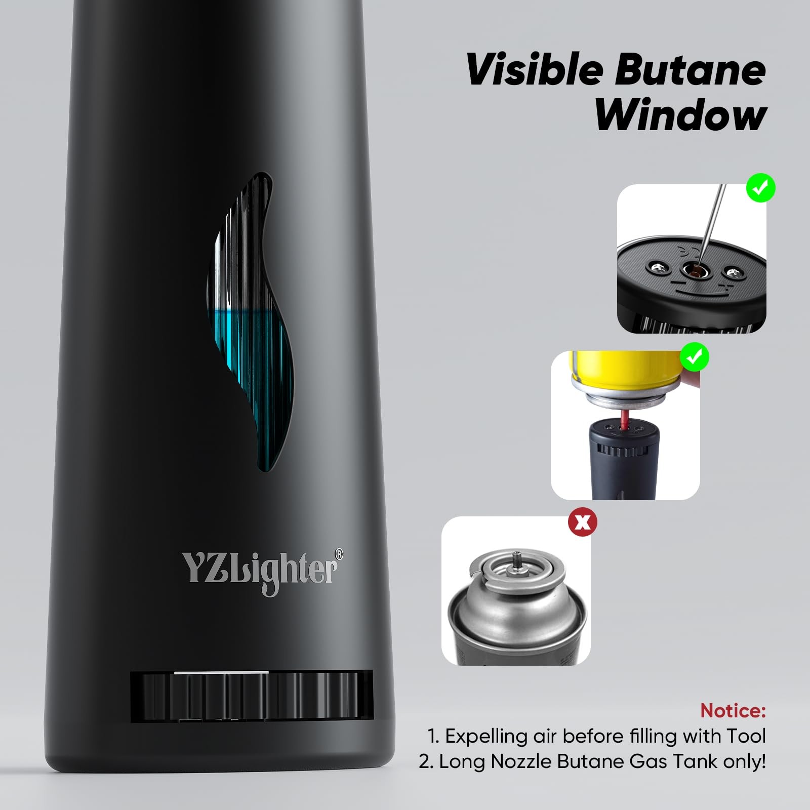 YZLighter 2 Pack Butane Lighter Long Torch Lighter for Grill, Refillable Candles
