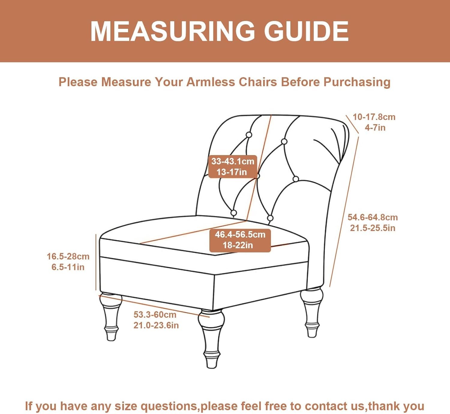 Eco-Ancheng Armless Chair Slipcover Removable Accent Chairs 502