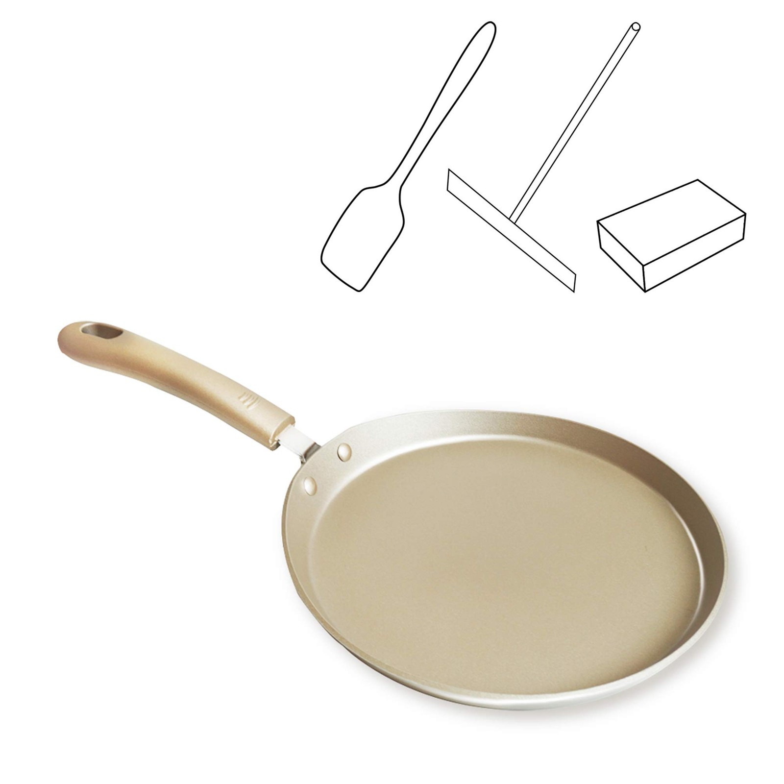 Soldadito Crepes Pancake Pans Nonstick Frying Pan Induction Champagne Gold