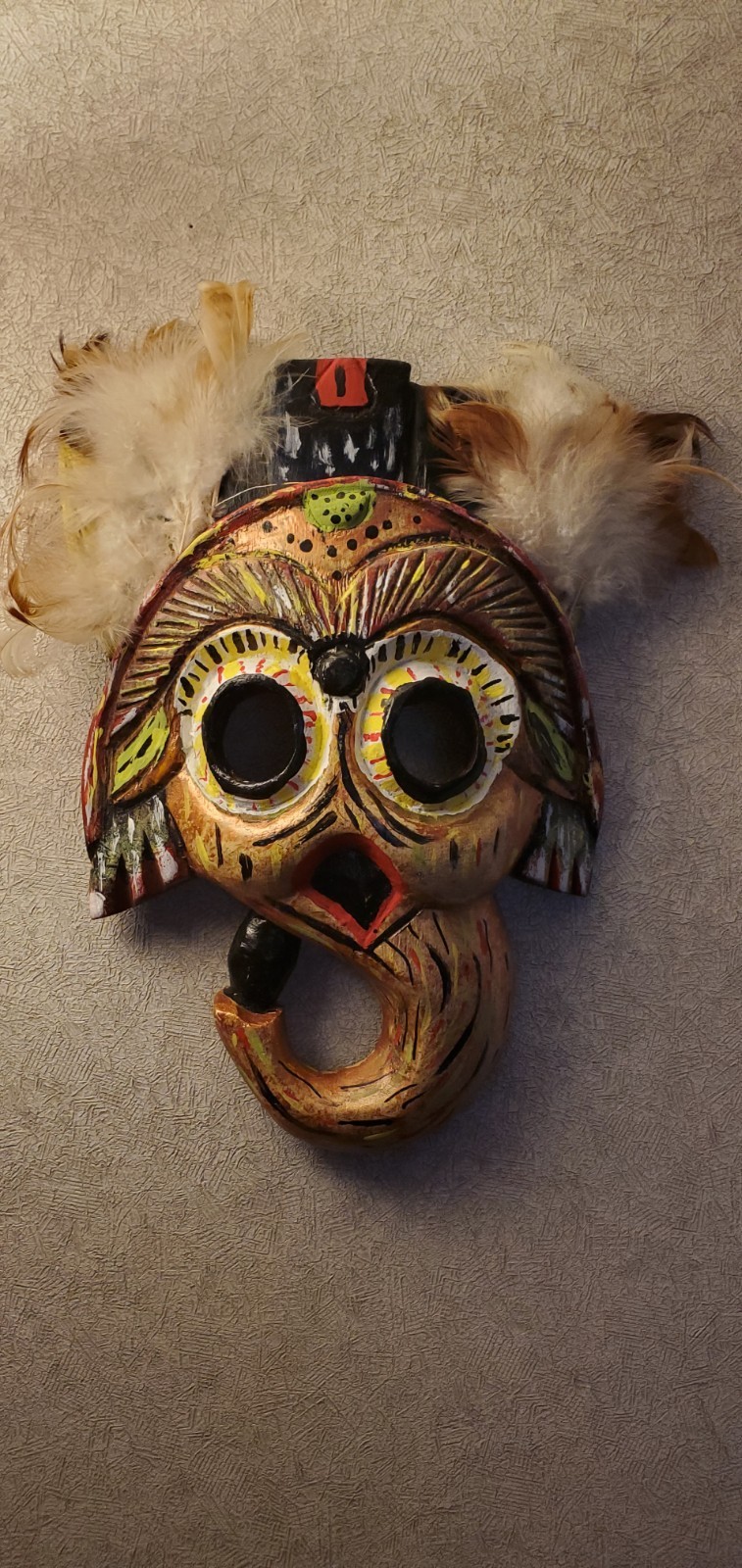 Vintage Owl Mask Hand Carved Ritual Folk Art – Metaphysical Guardian – Protector