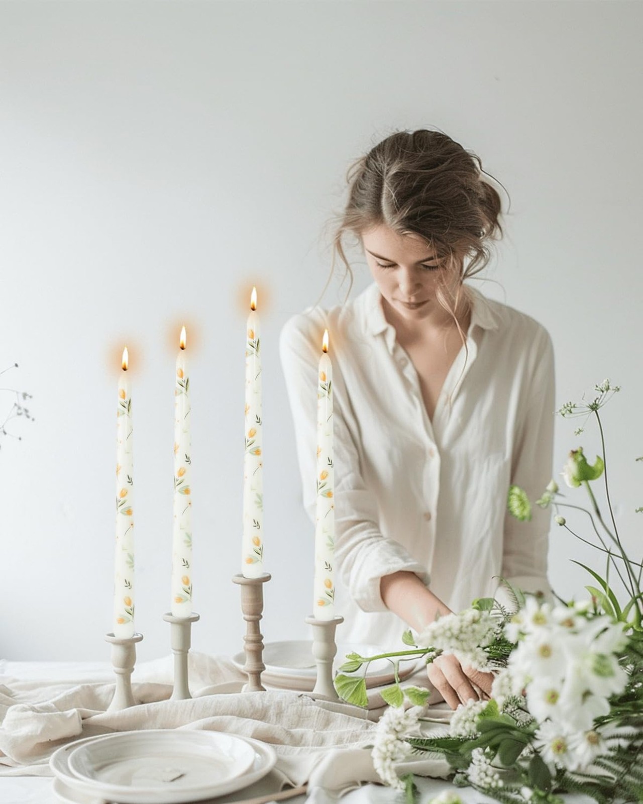 Ivory Dripless Taper Candle 10inches Candlesticks Flower Tapered Candles Unsc…