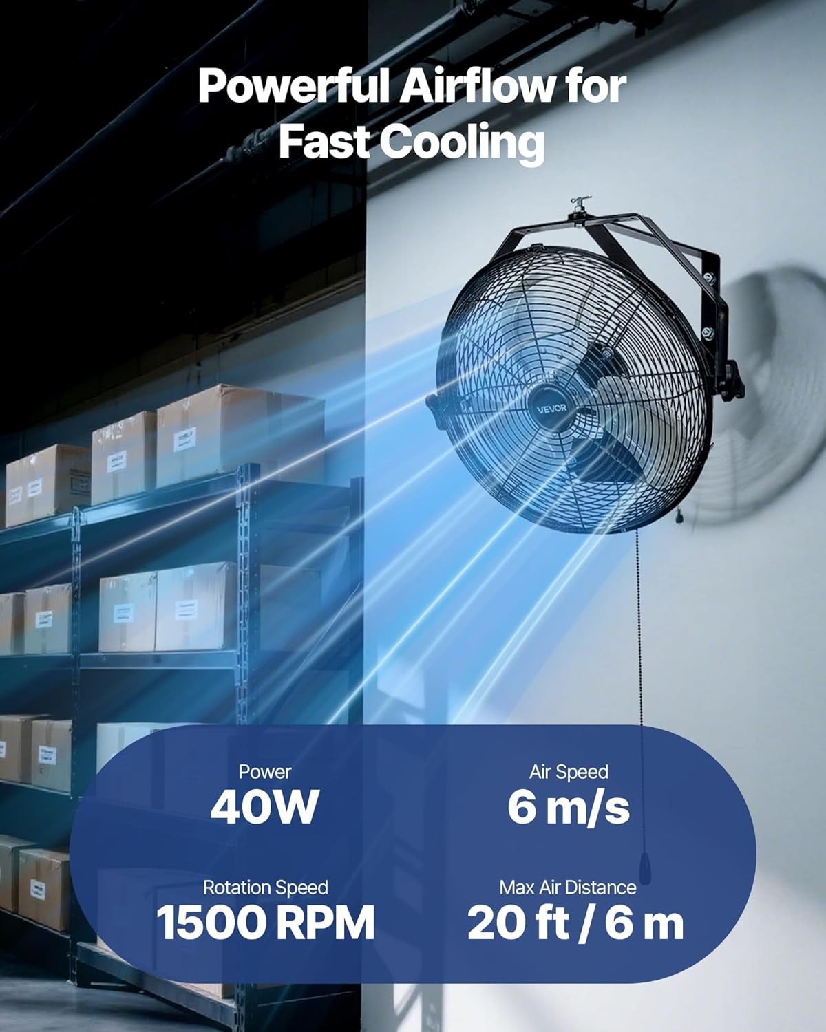 VEVOR 14 Inch Industrial Wall Mount Fan, High Velocity 2473 CFM Outdoor Fan wi