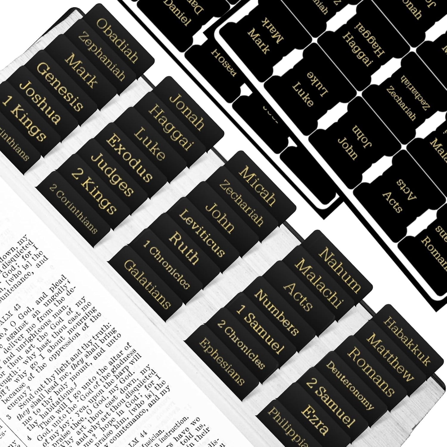 Bible Tabs, 75 Tabs, Laminated Bible Index Tabs for Women and Men, Bible Book Ta