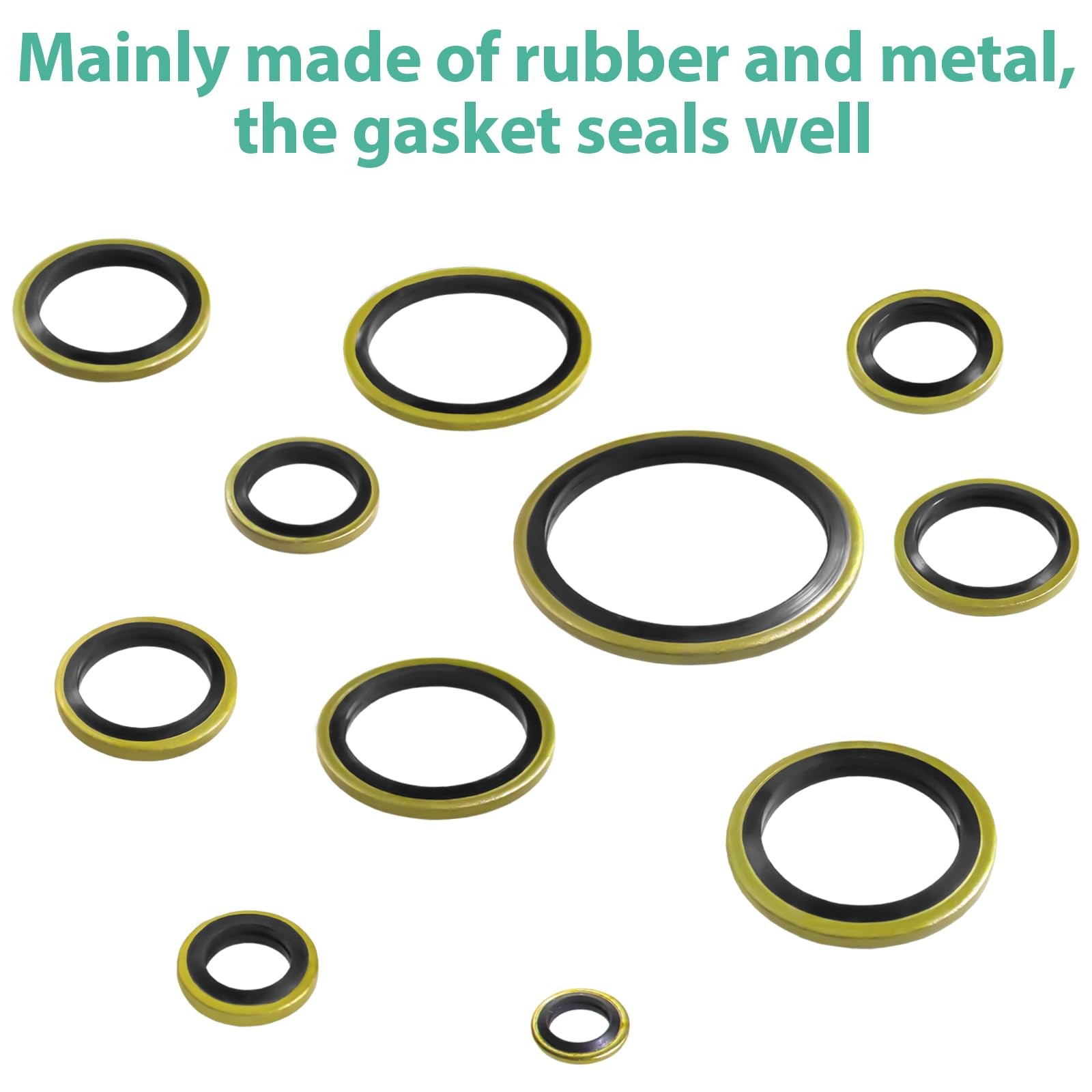 XBVV 378 Pcs NBR Metal Bonded Sealing Washer Assortment Kit M6 M8 M30, black