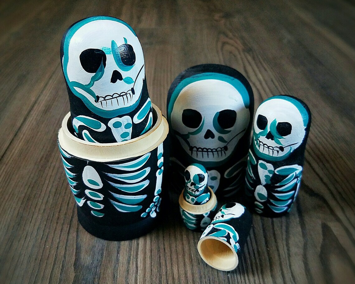 Skeleton Nesting Dolls, Skeleton Russian Doll, Halloween Toys, Skulls, Oddities