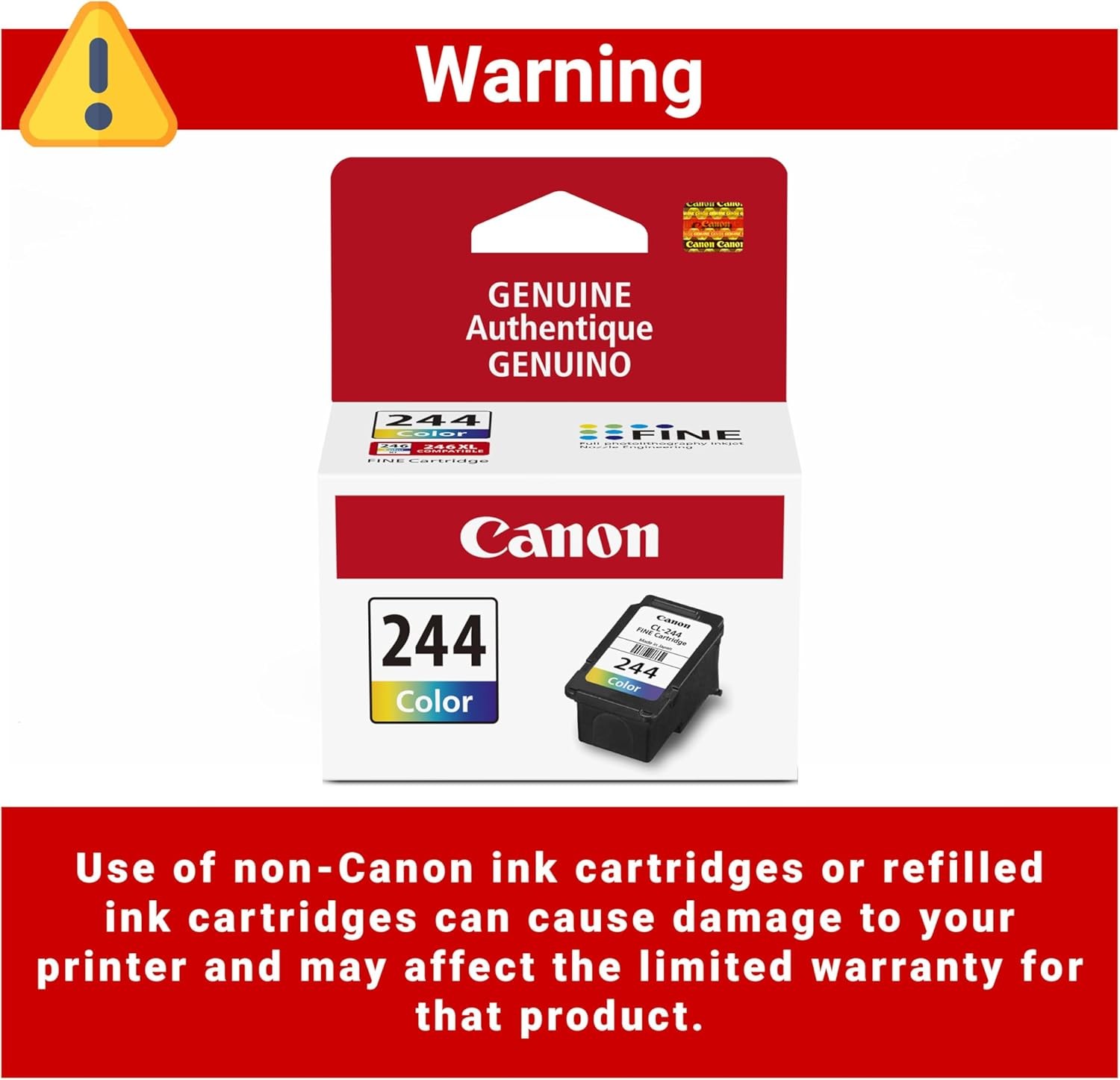 Canon CL-244 Genuine Color Ink Cartridge,Compatible with iP2820,MX492,MG2420/25