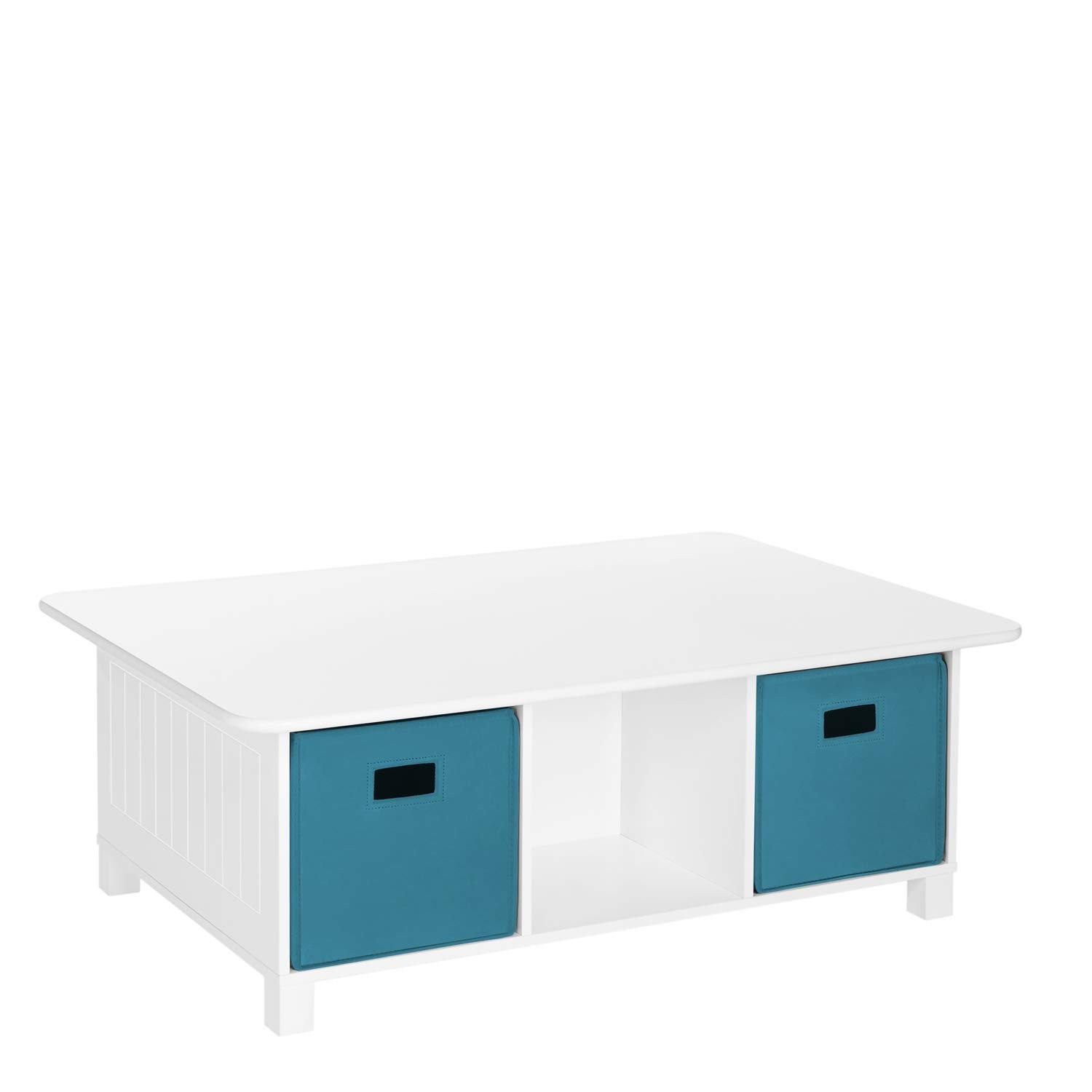 RiverRidge Kids 6 Cubby Storage 2pc unspecified, White With Turquoise Bins