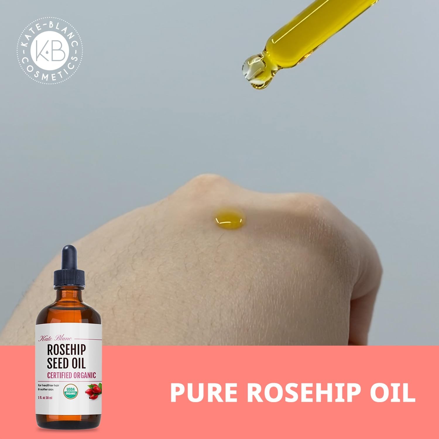 Kate Blanc Cosmetics Rosehip Oil for Face & Softer 1 Fl Oz (Pack of 1)