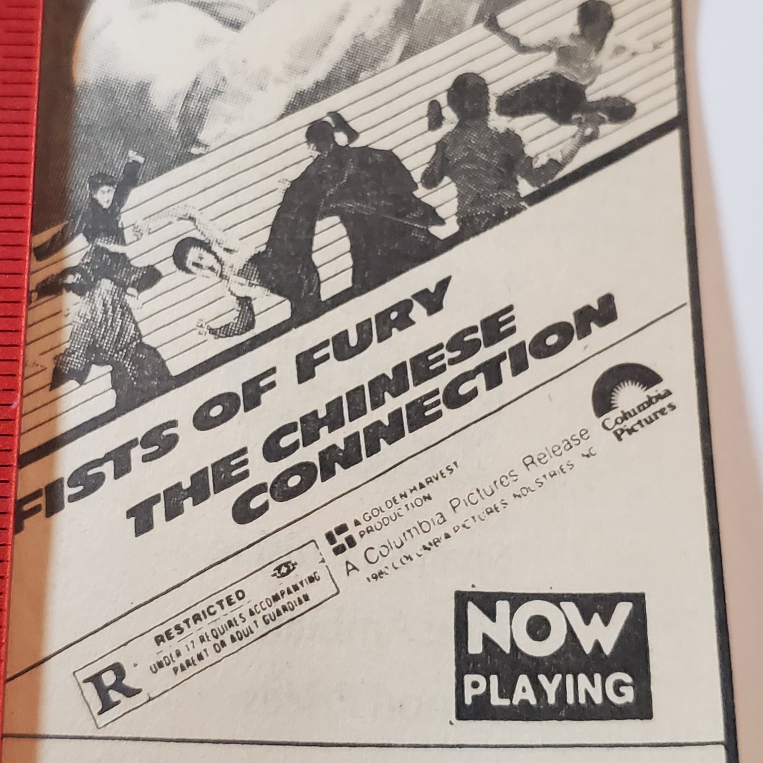 Vintage Bruce Lee Movie Ad FISTS OF FURY THE CHINESE CONNECTION 1980 Flyer