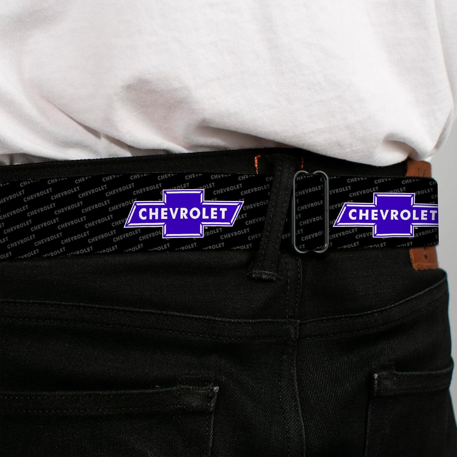 Chevy Seatbelt Belt – Chevy Bowtie Repeat W/Text Webbing ACC NEW