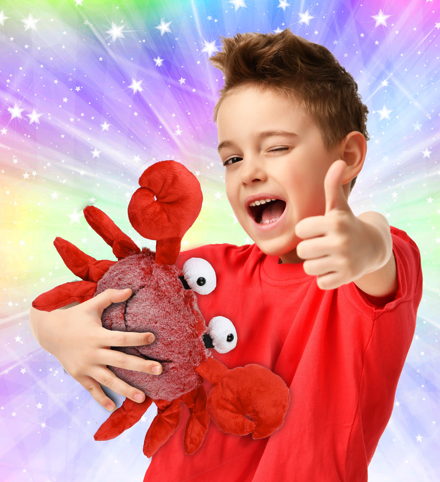 Puzzled Plush Crab Stuffed Animal – Soft Fur Red Crab Stuffed Toy – 12 Inch