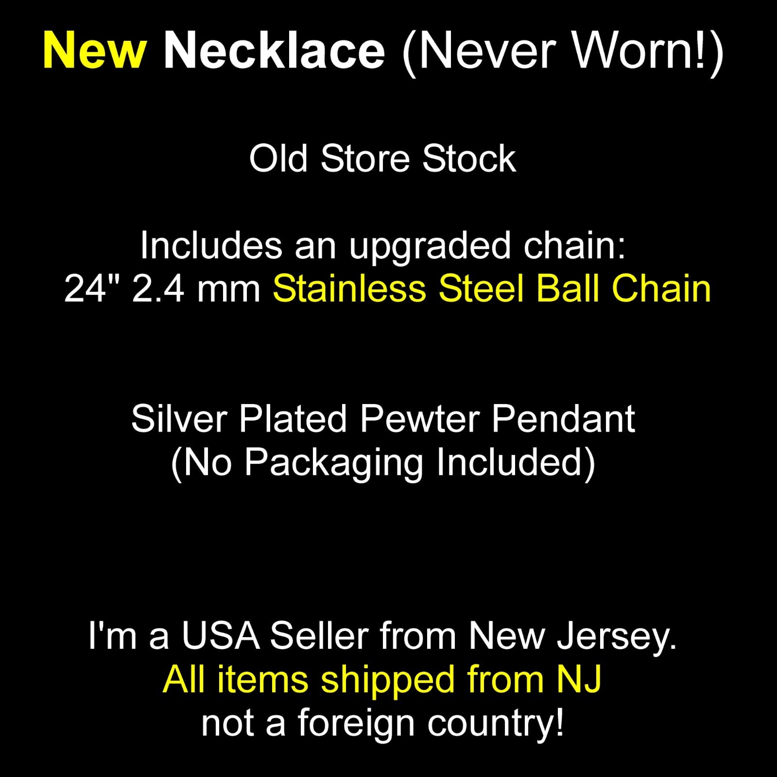Necklace PENTAGRAM Pendant Stainless Steel Ball Chain New Black Enamel Pentacle