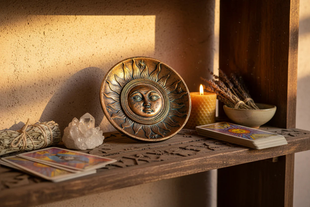 Bronze Sun Stick Incense Burner, 5 Inches