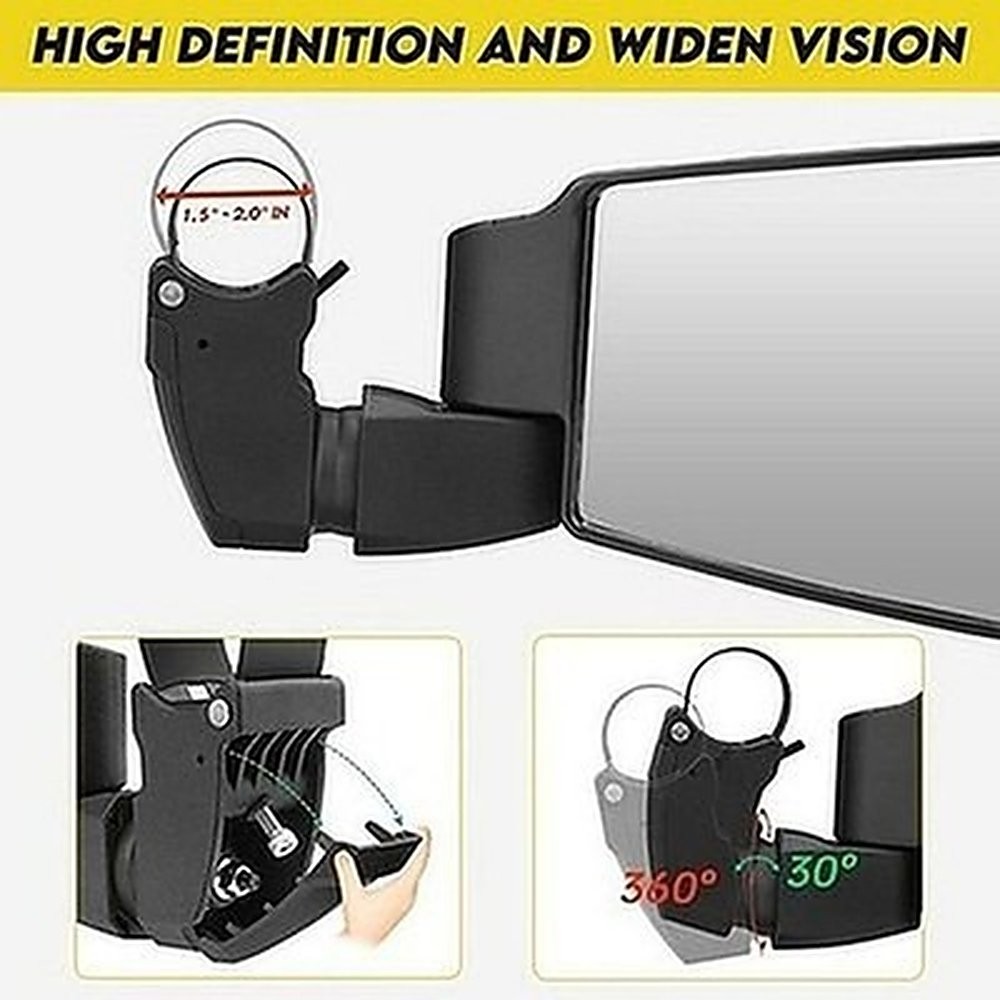 SHEJISI UTV Side Mirrors Spring Back 1.5-2.0 Roll Cage SXS #R036