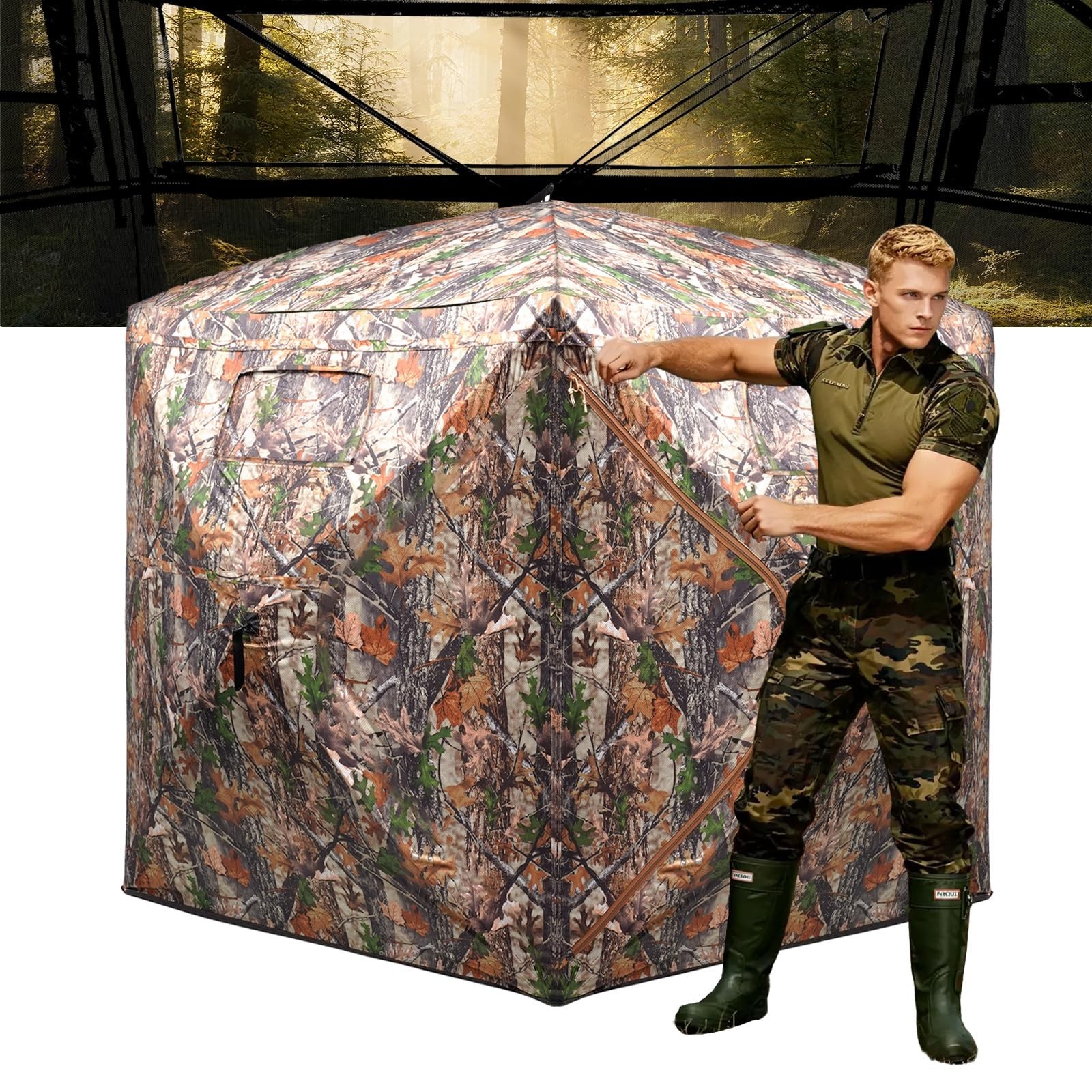 FUNHORUN Hunting Blind Ground 270 Degree Medium, 270 degree see through