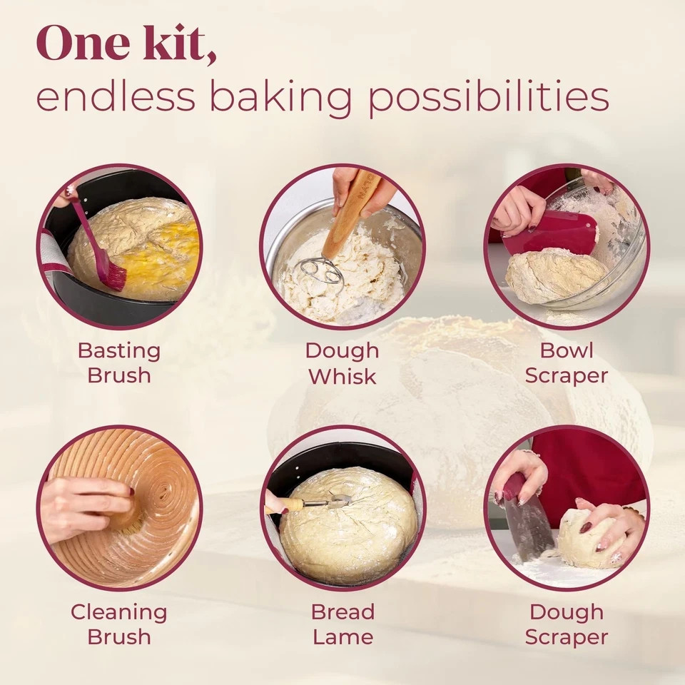 Sourdough Bread Baking Supplies with 2 Banneton Proofing Basket Sizes…
