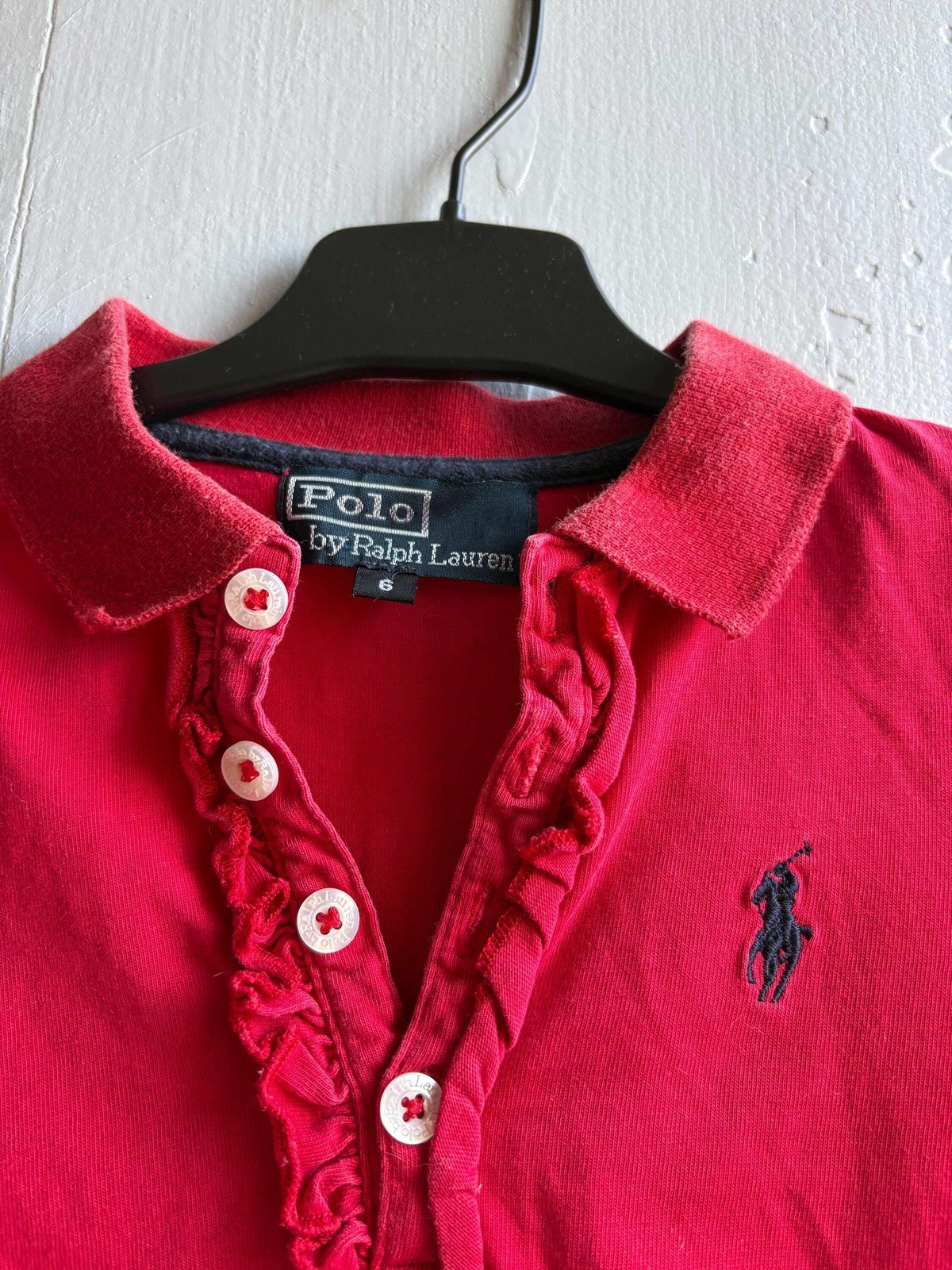 Polo Ralph Lauren red long sleeve 6 year old girl shirt, Gift idea, Branded kids