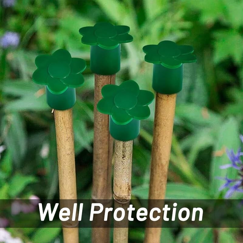 12 Pack Garden Cane Caps – Bamboo Stick Protectors Rattan Toppers – 12