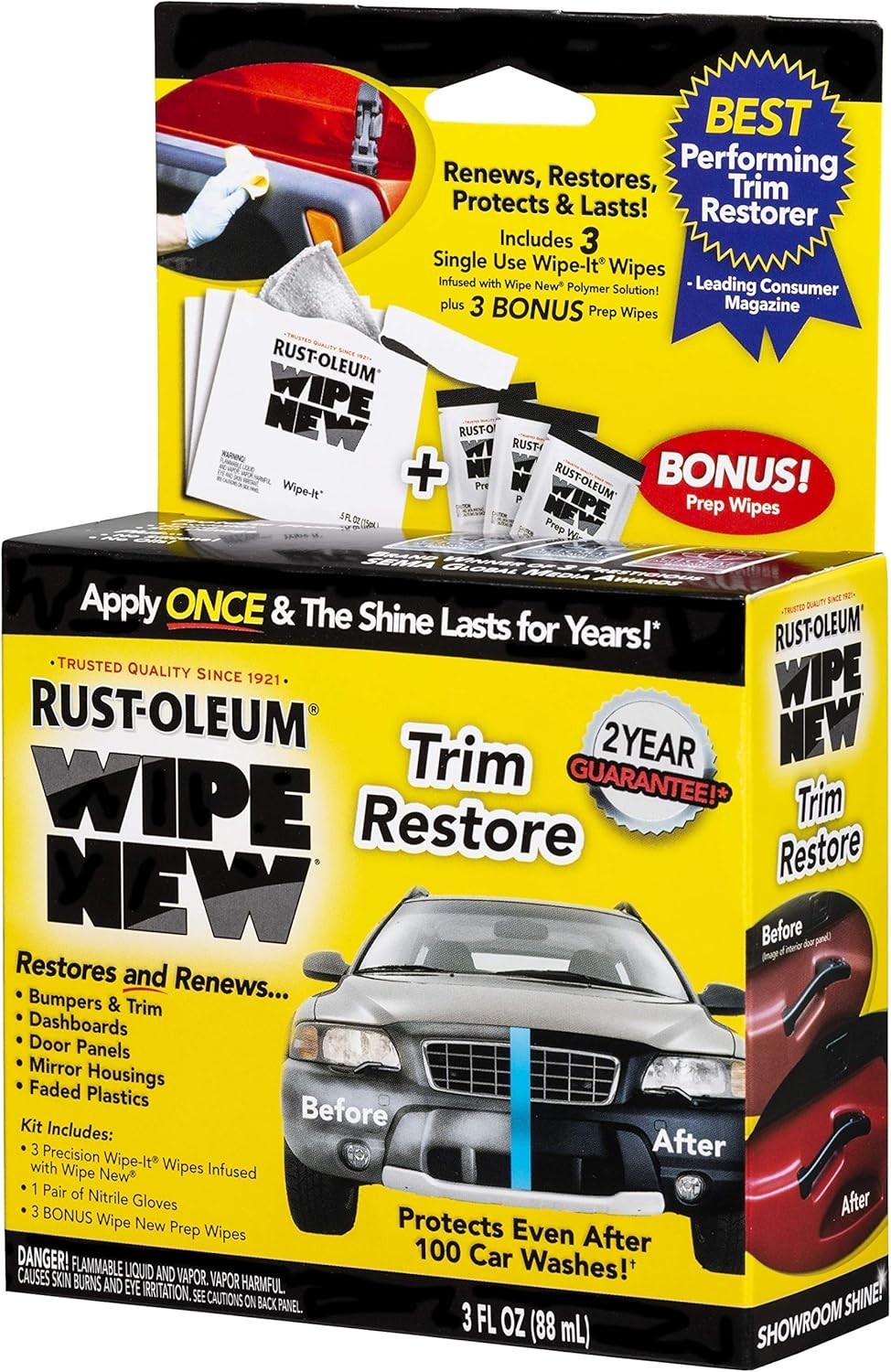 Rust-Oleum Wipe New Trim Restorer Wipe Car Interior & Exterior (2 Pack)