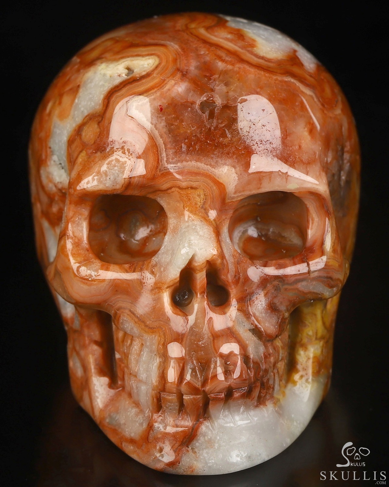 2.0″ Crazy Lace Agate Hand Carved Crystal Skull, Realistic, Crystal Healing