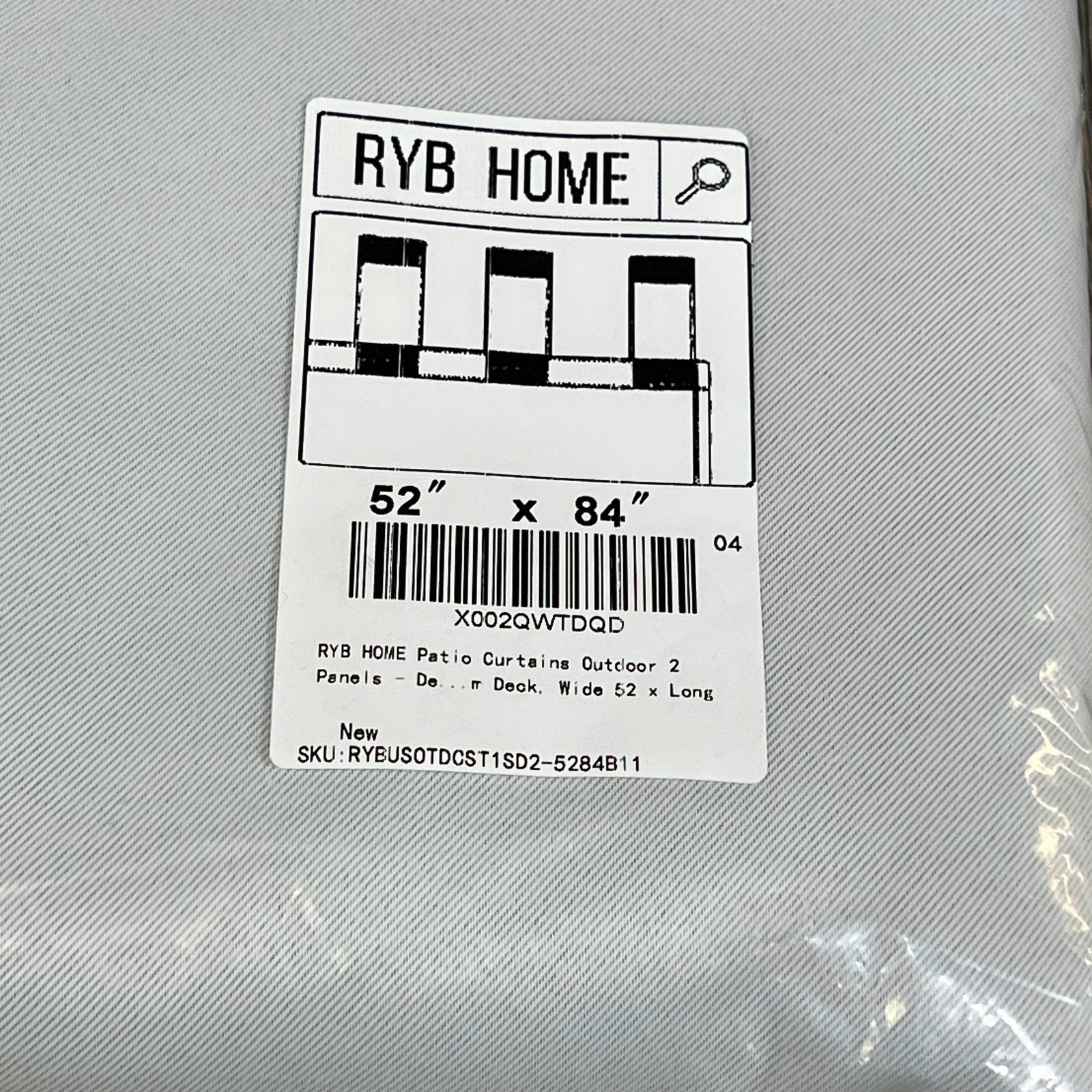 RYB HOME Outdoor Patio Curtains 2 Panels, Waterproof Blackout, 52×84