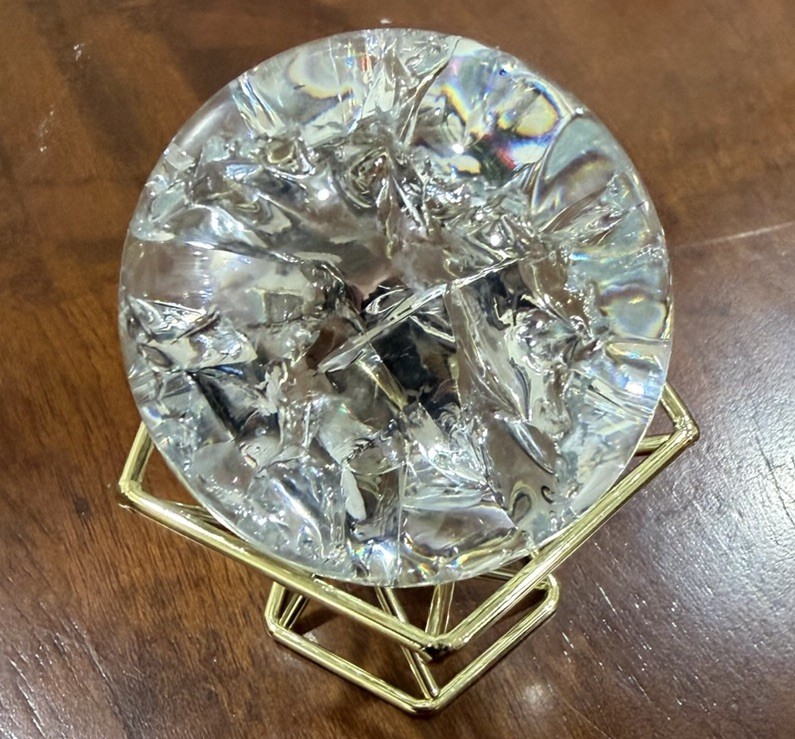Clear sphere crystal Glossy Decorative Gold Stand Display Home Decor