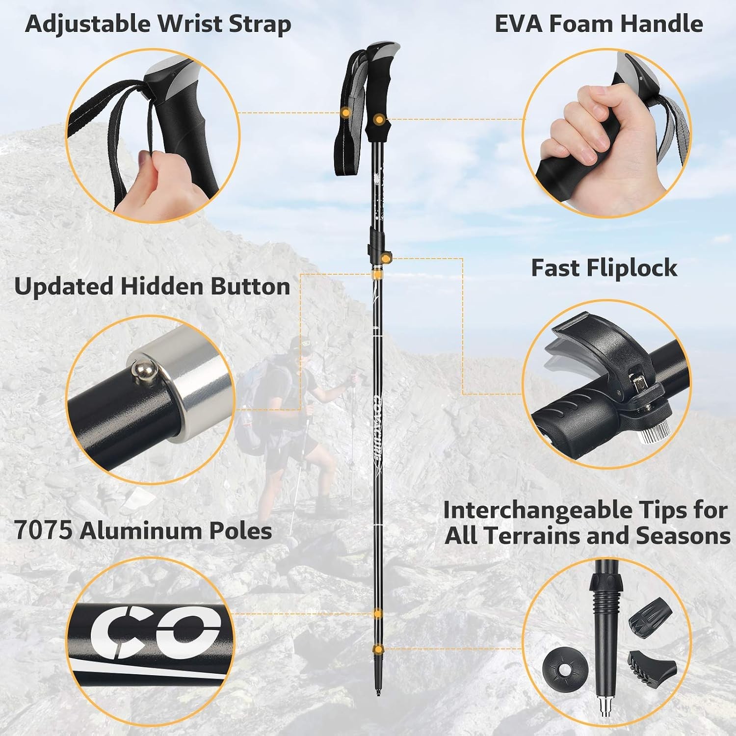 Hiking Poles Collapsible Lightweight-Aluminum 7075 Trekking Poles