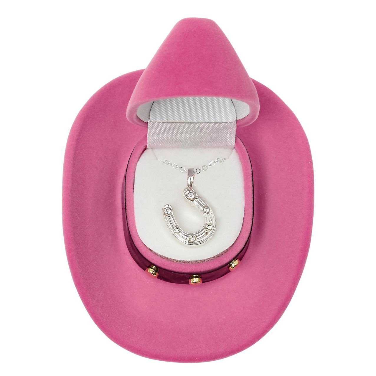 AWST Int’l Horseshoe Pendant Necklace w/Colorful Cowboy Hat Gift Box