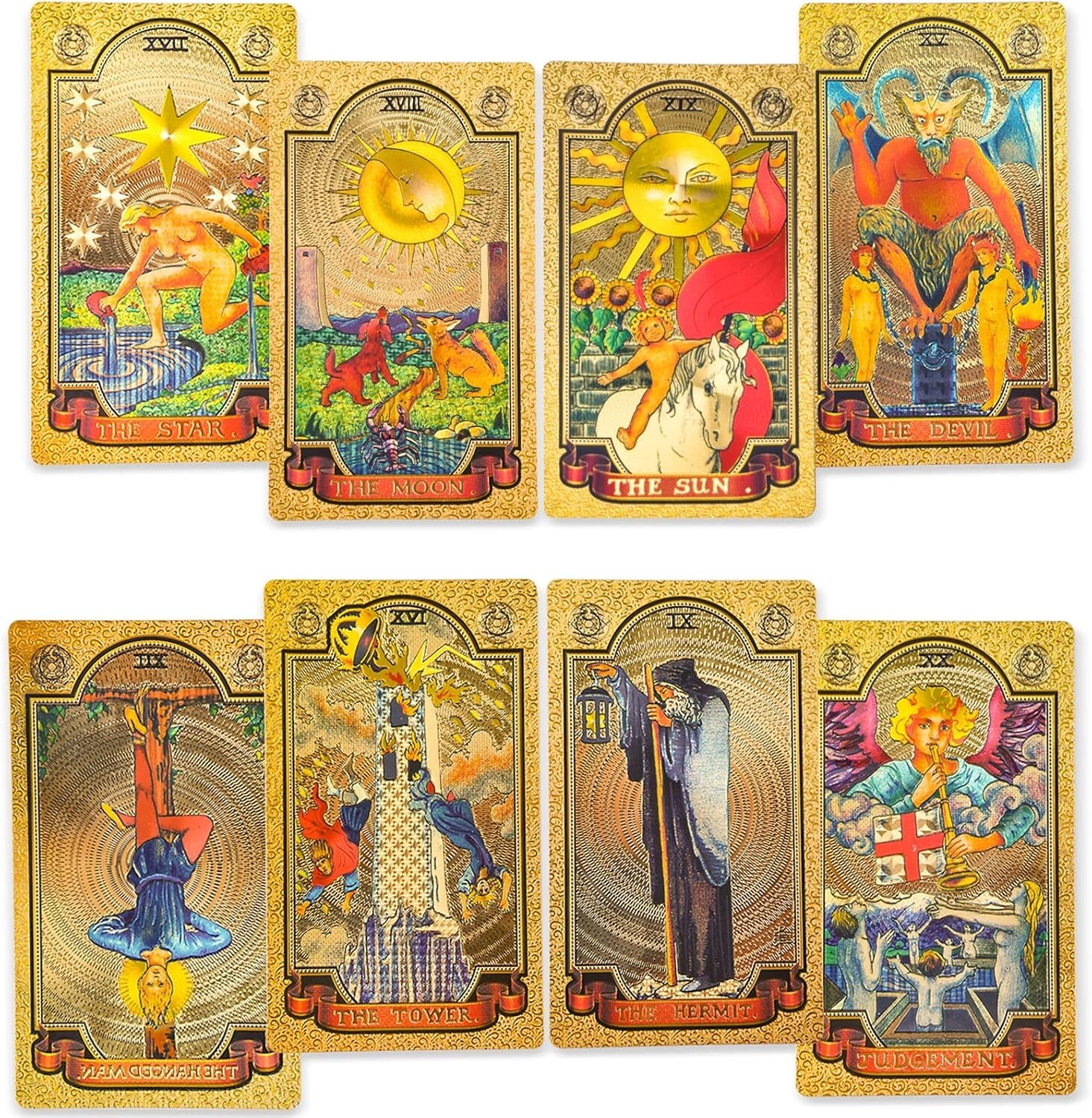 Tarot Cards 78 Luxury Gold foil Tarot Deck with Guide Book Tarot PVC Durable