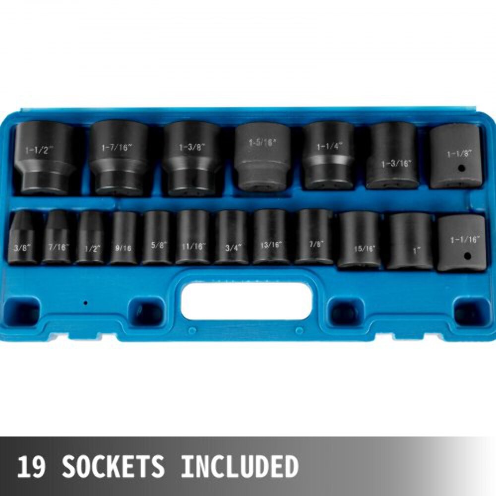 Impact Socket Set 12 Inches 19 Piece Impact Sockets Standard Socket