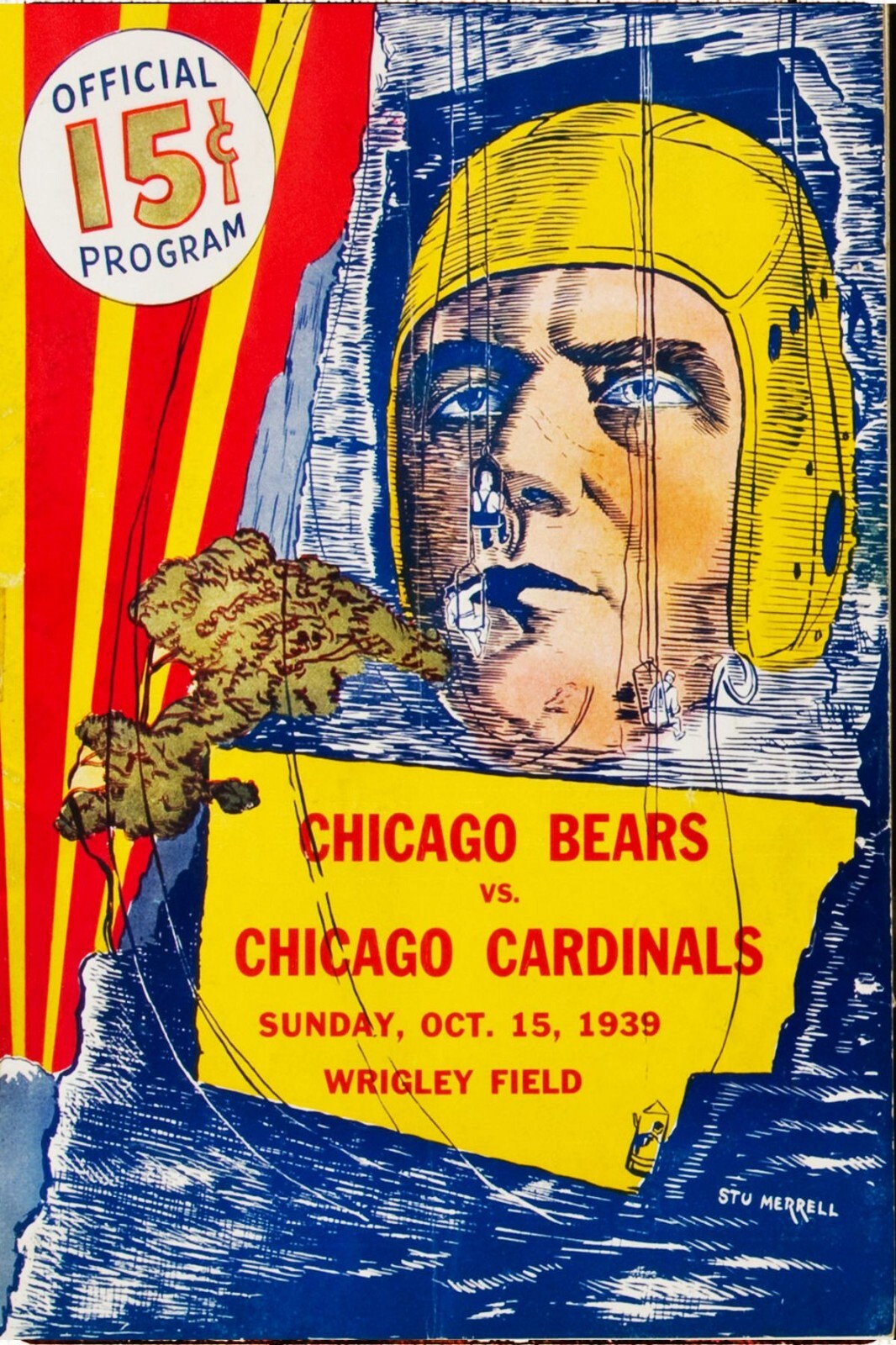 Official Chicago Bears vs Cardinals Program 1939 All Metal Tin Sign 12 x 18